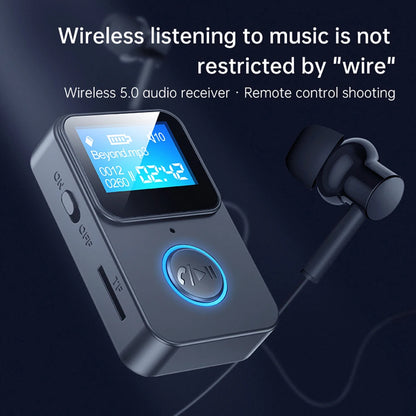 Equipped with a screen, Bluetooth 5.0 audio receiver adapter, Bluetooth MP3 player, remote control for taking photos